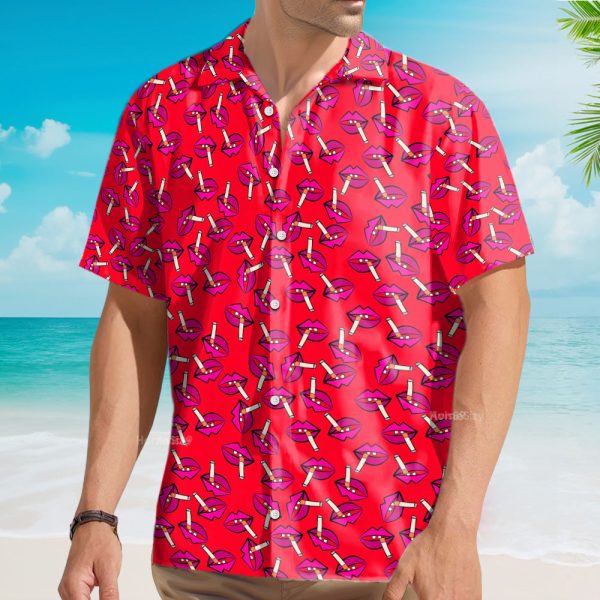 Retro Smoking Lips Seamless Hawaiian Shirt