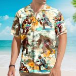 Bigfoot Beer Funny Surfer Tropical Hawaiian Shirt
