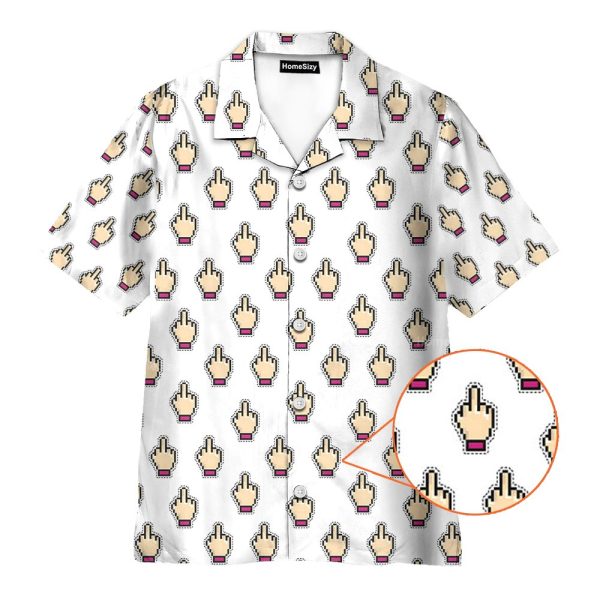 Funny Middle Finger Pixel Art Nsfw Hawaiian Shirt