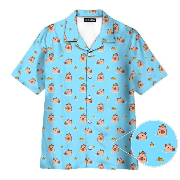 Cute Capybara Funny Blue Animal Hawaiian Shirt