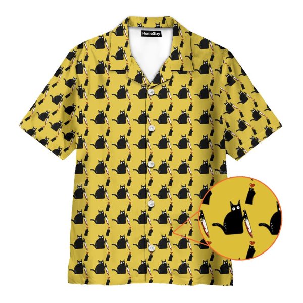 Funny Black Cat Cool Seamless Hawaiian Shirt