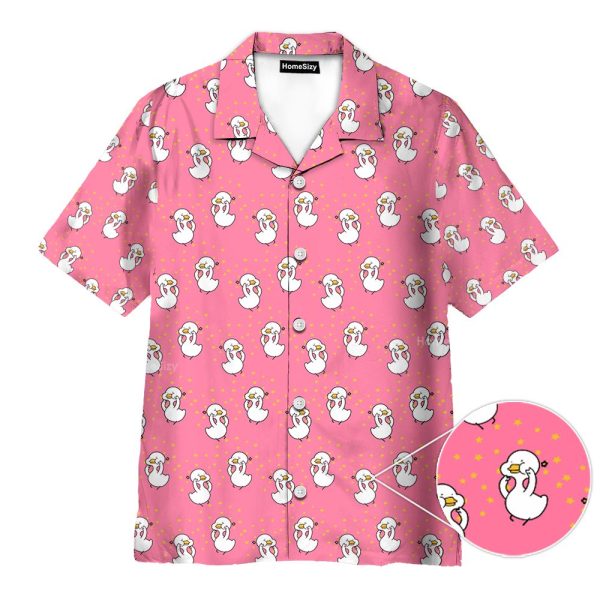 Cute Duck Pink Summer Seamless Hawaiian Shirt