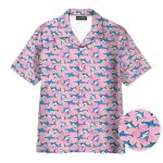 Pink Shark Funny Tropical Pattern Seamless Hawaiian Shirt