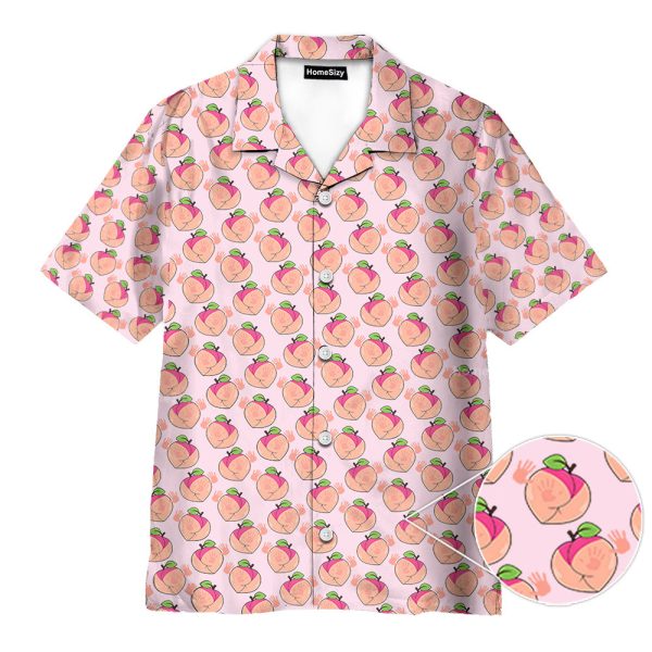 Funny Hand Print On Peach Butt Seamless Hawaiian Shirt