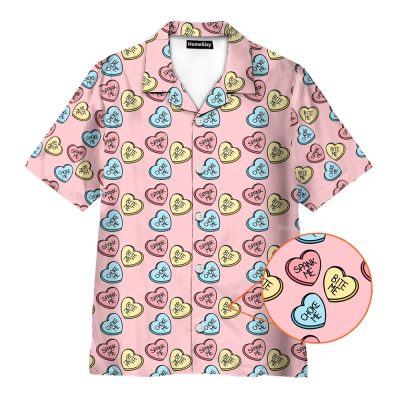 Funny Conversation Hearts Bdsm Pink Candy Seamless Hawaiian Shirt