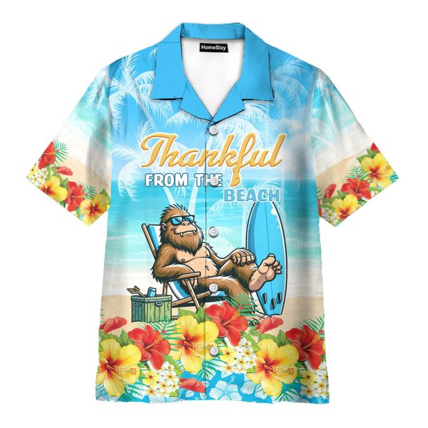 Thankful From The Beach Bigfoot Tropical Aloha Hawaiian Shirt