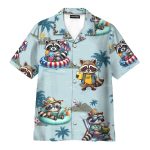 Funny Raccoon Cute Beach Vacation Hawaiian Shirt