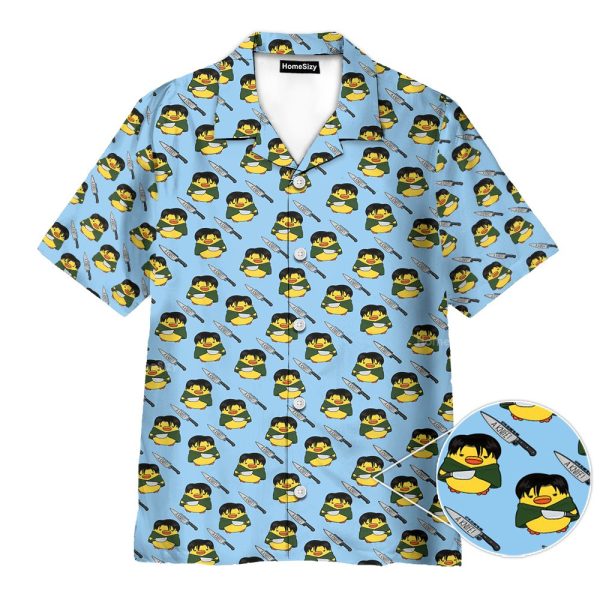 Funny Duck & Knife Seamless Pattern Hawaiian Shirt