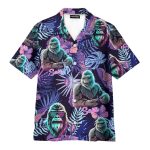 Neon Bigfoot Funny Sasquatch Tropical Hawaiian Shirt