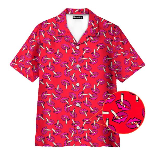 Retro Smoking Lips Seamless Hawaiian Shirt