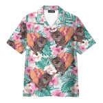 Funny Cat Hot Dog Hotdog Cat Tropical Aloha Hawaiian Shirt