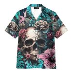 Gothic Skull Floral Dark Aesthetic Hawaiian Shirt