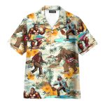 Bigfoot Beer Funny Surfer Tropical Hawaiian Shirt