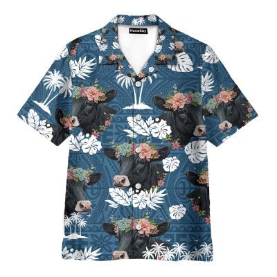 Floral Cow Cute Farm Animal Tropical Hawaiian Shirt