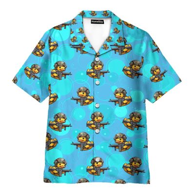 Funny Tactical Duck Military Rubber Duck Hawaiian Shirt