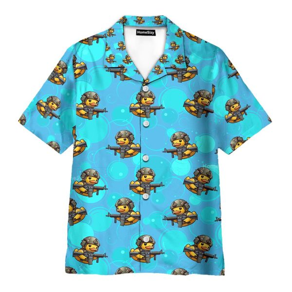 Funny Tactical Duck Military Rubber Duck Hawaiian Shirt
