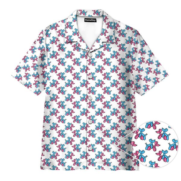 Balloon Dog Quirky Pink & Blue Hawaiian Shirt