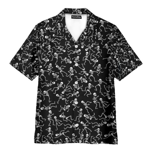 Funny Dancing Skeleton Black Gothic Hawaiian Shirt Az5022701