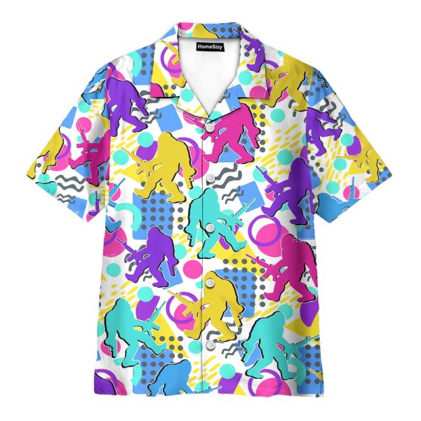 Bigfoot Vaporwave Colorful Sasquatch Hawaiian Shirt