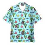 Retro Pixel Bigfoot & Ufo Alien Tropical Hawaiian Shirt