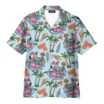 Funny Skeleton Flamingo Summer Beach Party Aloha Hawaiian Shirt