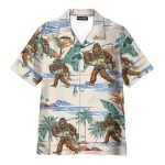 Funny Bigfoot Fishing Tropical Hawaiian Shirt