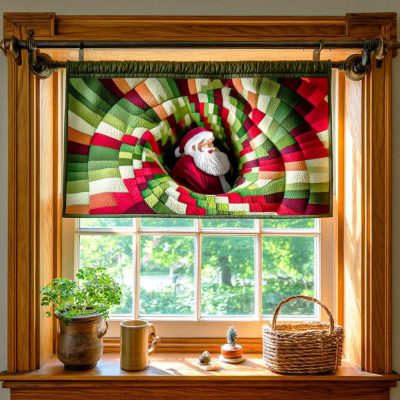 Vortex Santa Dive Quilted Valance