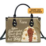 When God Created Black Women - Personalized Leather Hand Bag Stb107