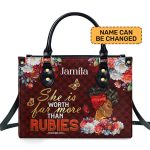 She Is Worth Far More Than Rubies - Personalized Leather Handbag Sblhblm1501L