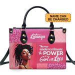 Power Of A Girl With Locs - Personalized Leather Hand Bag Stb86