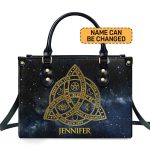 The Triquetra With Affirmations - Personalized Leather Handbag Stb219