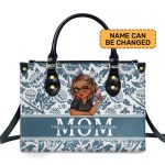 Grandma Mom Floral - Personalized Leather Handbag Sblhblpa1410D