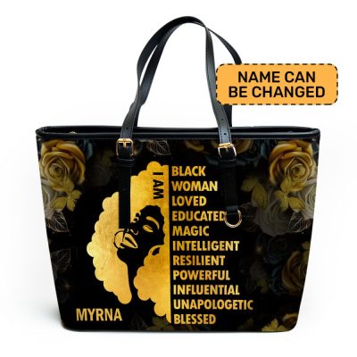 I Am Black - Personalized Leather Totebag