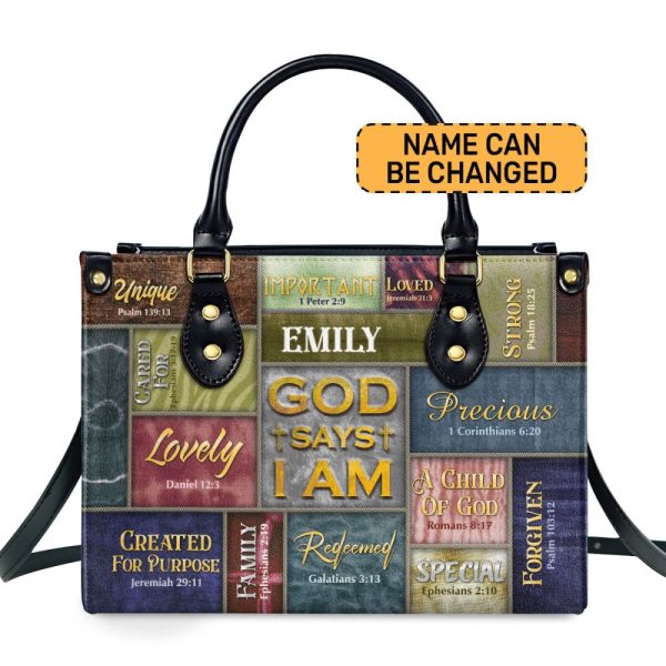 God Says I Am - Personalized Leather Handbag Sblhbpha773M