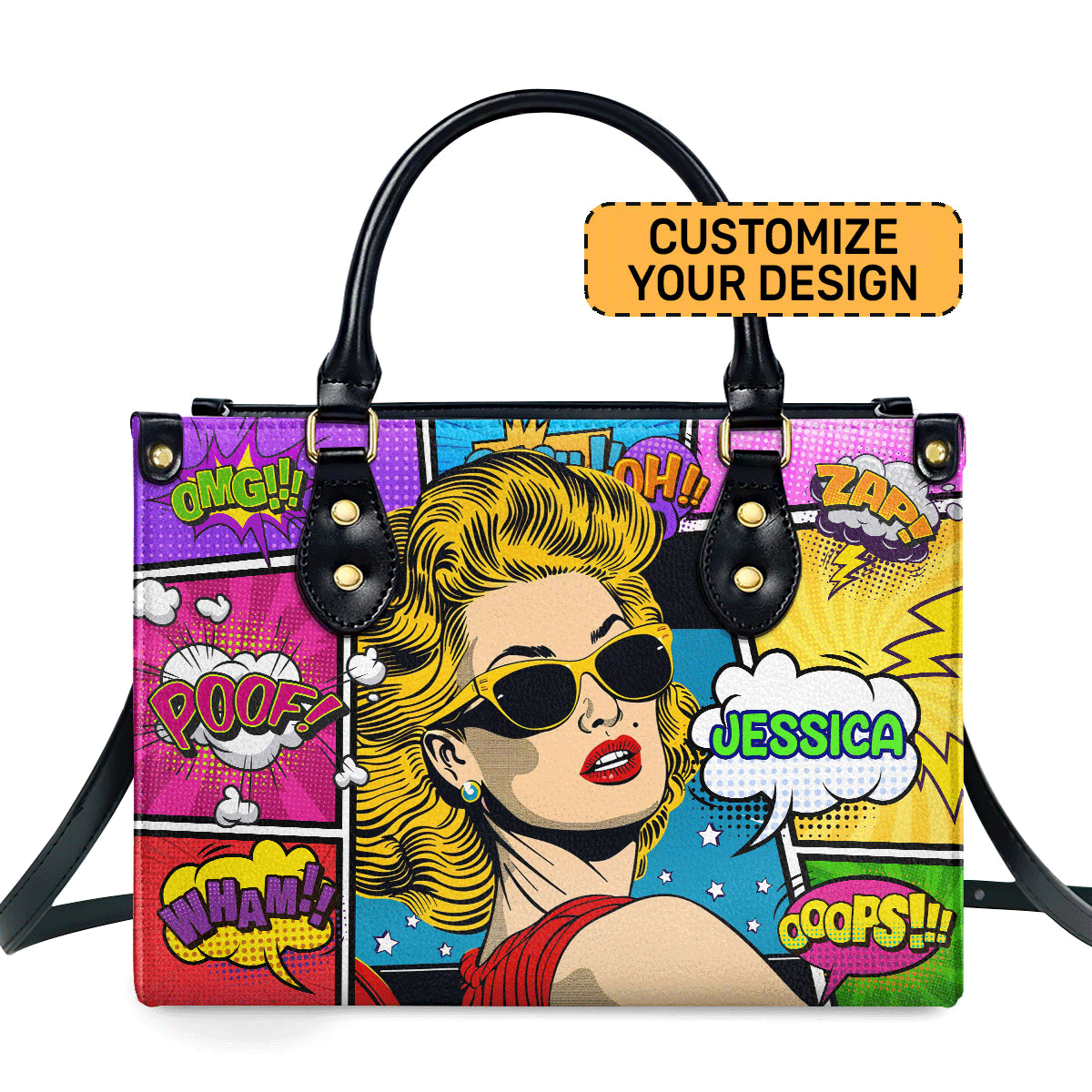 Popart Style - Personalized Leather Hand Bag Sblhbpha779T