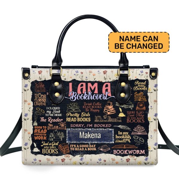 I Am A Booktrovert - Personalized Leather Handbag Sblhblm965T