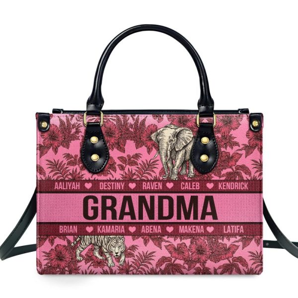 Blessed To Call Grandma - Personalized Leather Handbag