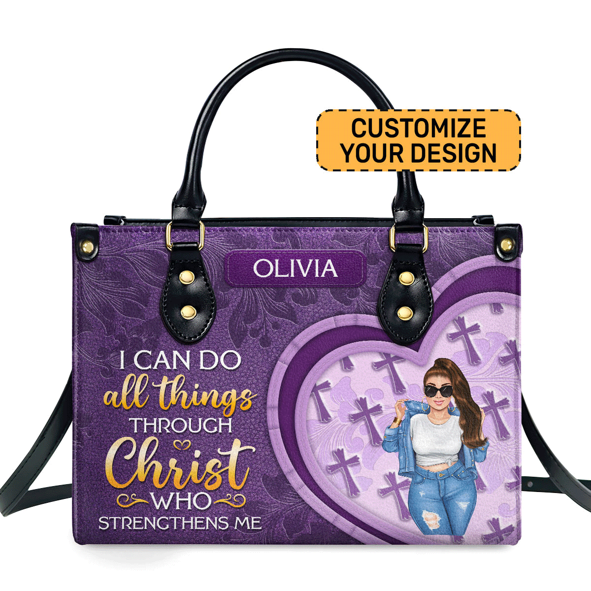 I Can Do All Things Through Christ Who Strengthens Me - Personalized Leather Handbag Sblhbha40