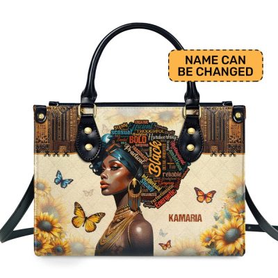 A Gorgeous Black Queen - Personalized Leather Handbag Sblhblm1097Ta