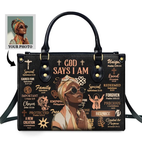 God Says I Am - Personalized Leather Handbag