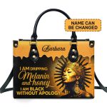Melanin And Honey - Personalized Leather Hand Bag Stb104