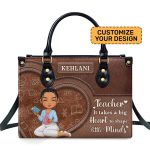 Teacher It Takes A Big Heart To Shape Little Minds - Personalized Leather Handbag Sblhblha1659Ta