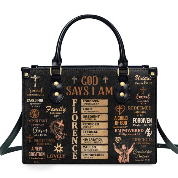 God Says I Am - Personalized Leather Handbag