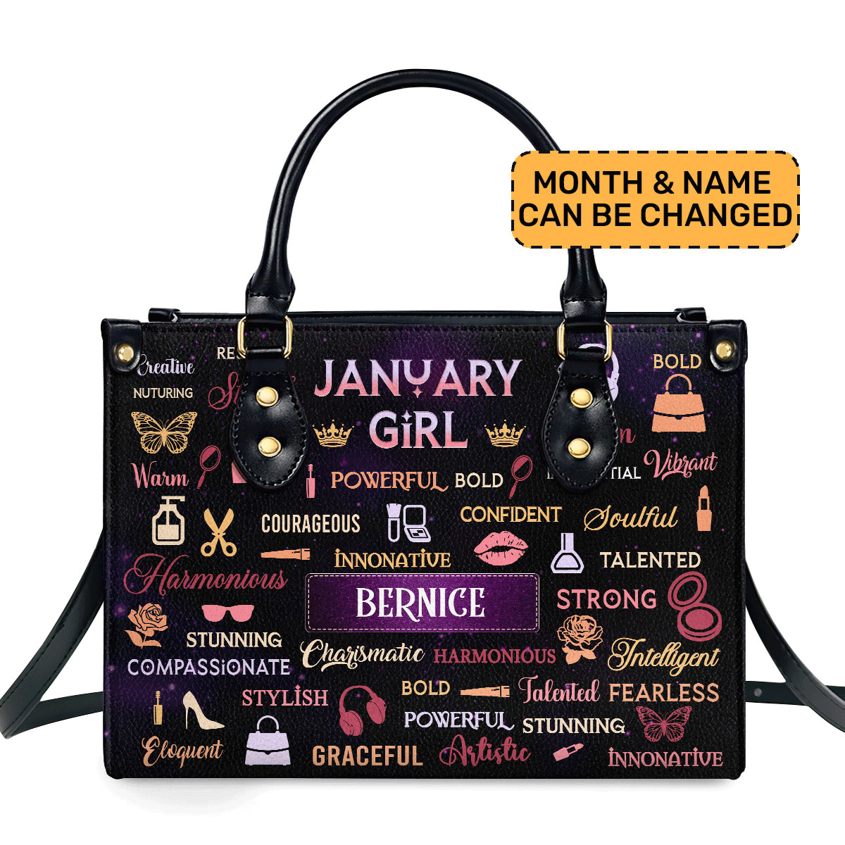 Month - Personalized Leather Handbag Mb90