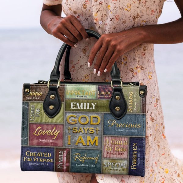 God Says I Am - Personalized Leather Handbag Sblhbpha773M