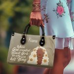 When God Created Black Women - Personalized Leather Hand Bag Stb107
