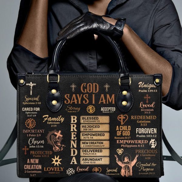 God Says I Am - Personalized Leather Handbag