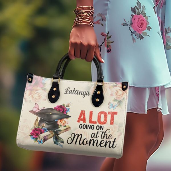 A Lot Going On At The Moment - Personalized Leather Handbag Stb194