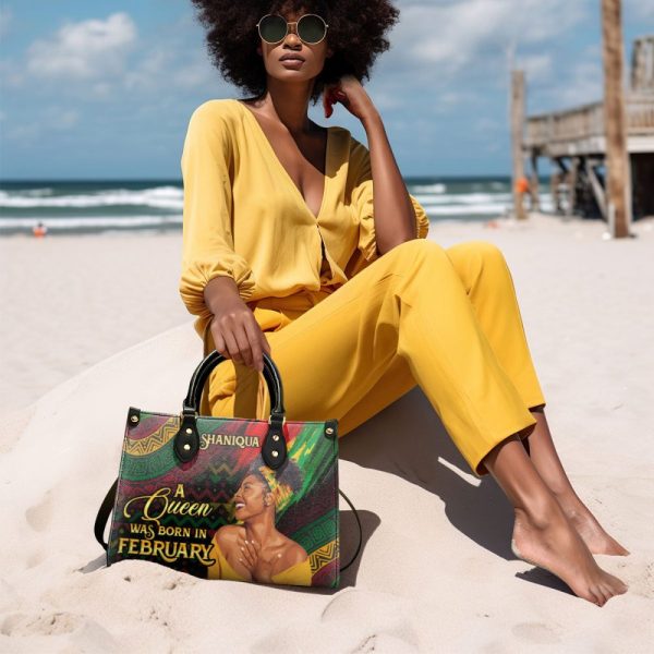 A Beautiful Black Queen - Personalized Leather Handbag