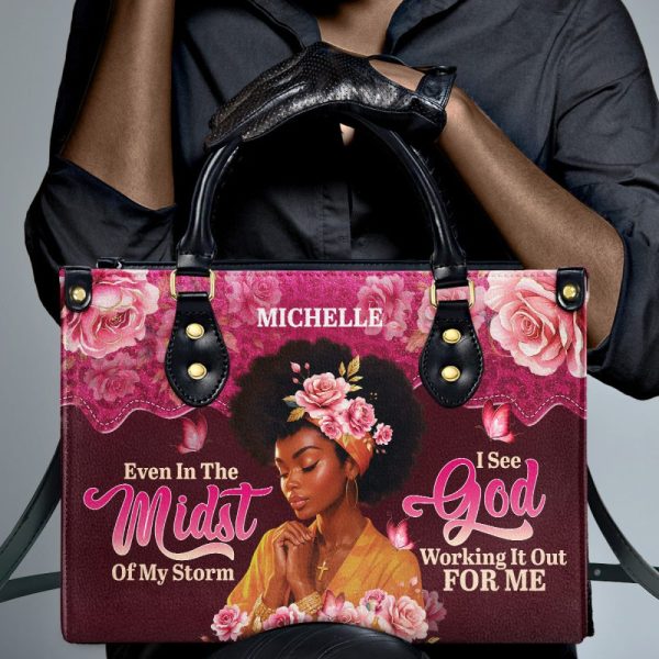 I See God Working It For Me - Personalized Leather Handbag
